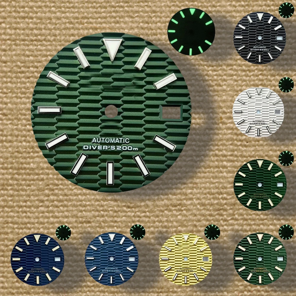 

28.5mm S Logo SKX007 Slope Dial Fit NH35/NH36/4R/7S Japanese Movement Green Luminous High-Quality Watch Modification Accessories