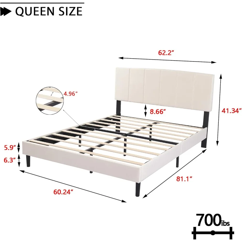 إطار سرير منجد بحجم كوين من alazyhome مع لوح رأسي منجد مخملي وشرائح خشبية تدعم بدون صندوق زنبركي N