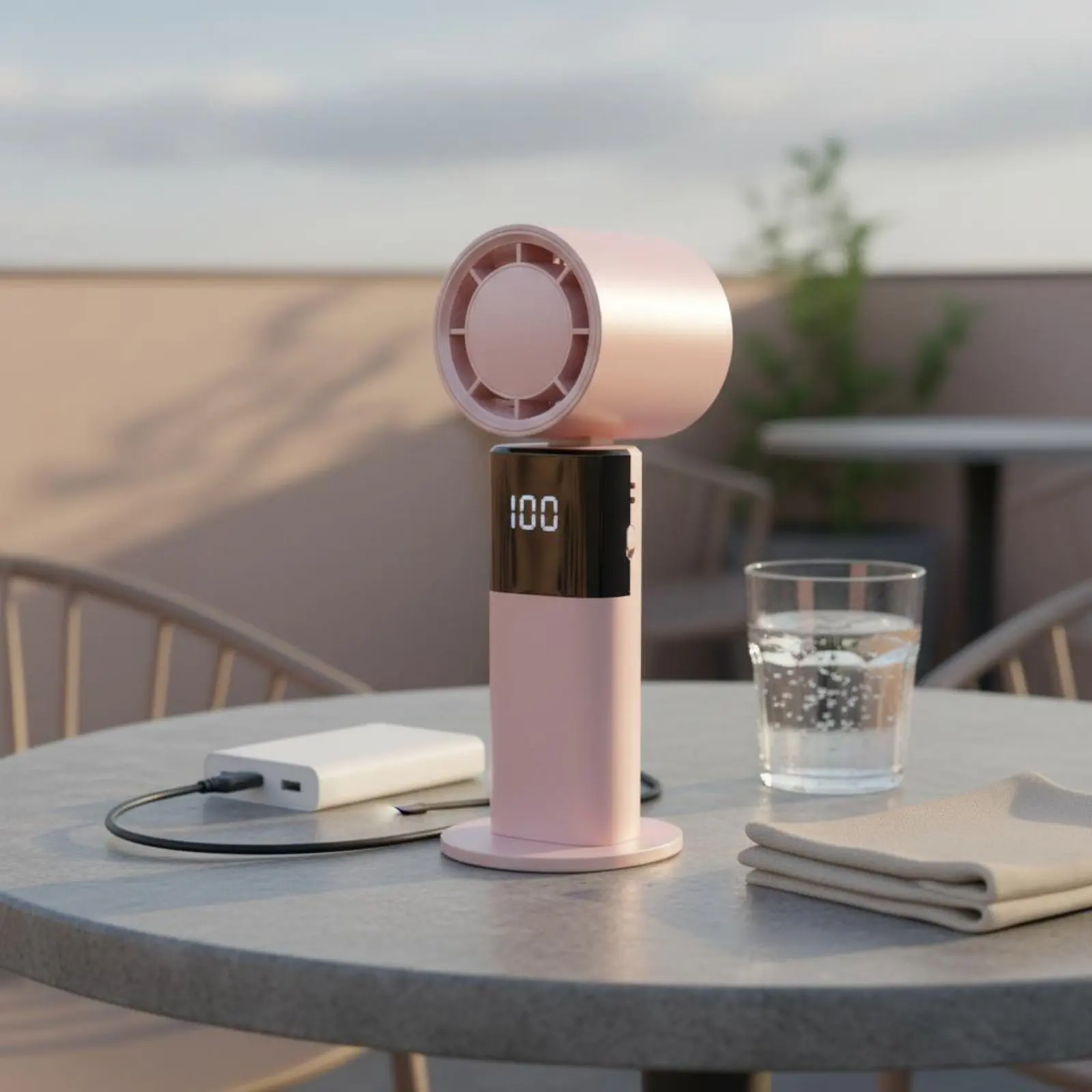 

Digital Display Mini Fan Fast Charging Battery-Powered Fan with Display Foldable & Portable Long Battery Life for Travelers
