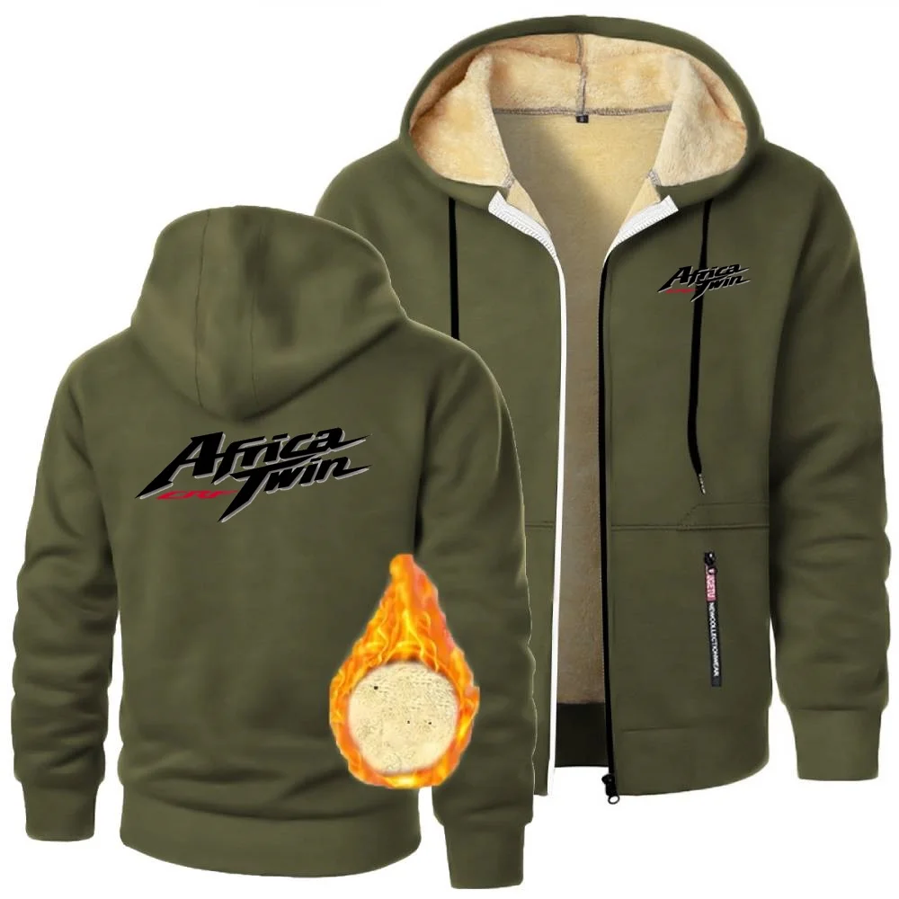 Sudaderas de motocicleta África Twin Crf, chaqueta con capucha para hombre, abrigos de lana de cordero para entusiastas del aire libre, prendas de vestir gruesas a prueba de viento para ciclismo
