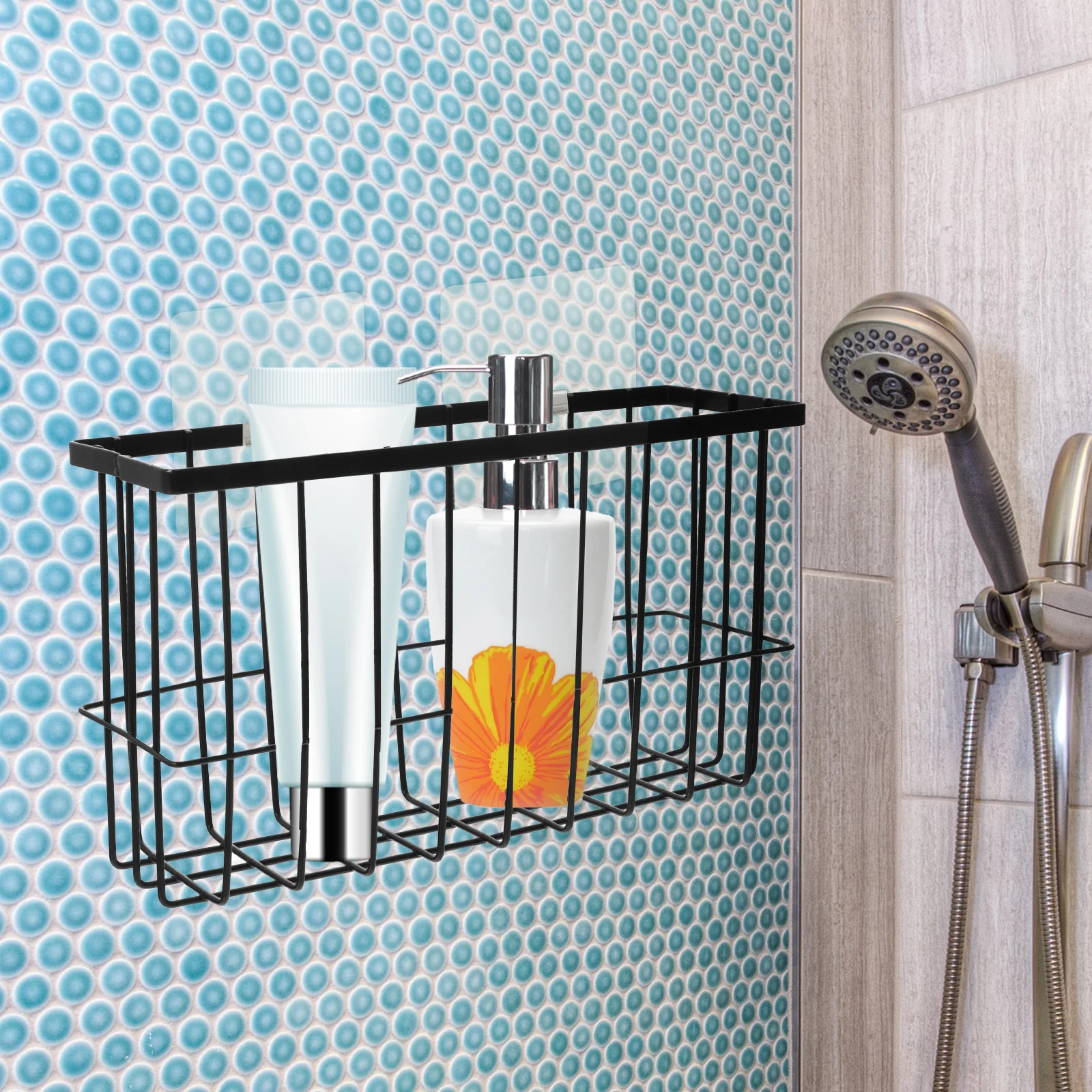 

1pcs Kitchen Storage Shelf Wall Mount Heavy Duty Rustproof Metal Basket For Spice Organizer Bathroom Shampoo Holder Hanging