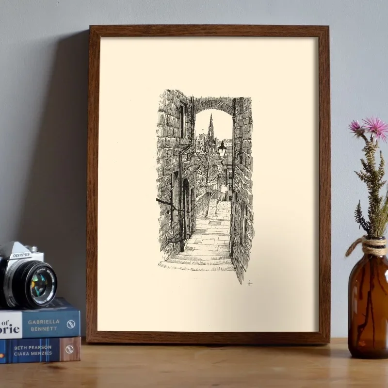 Vintage Edinburgh Castle Pen Ink Drawing Sketch Poster Scottish Architecture Canvas Painting Wall Art for Living Room Home De