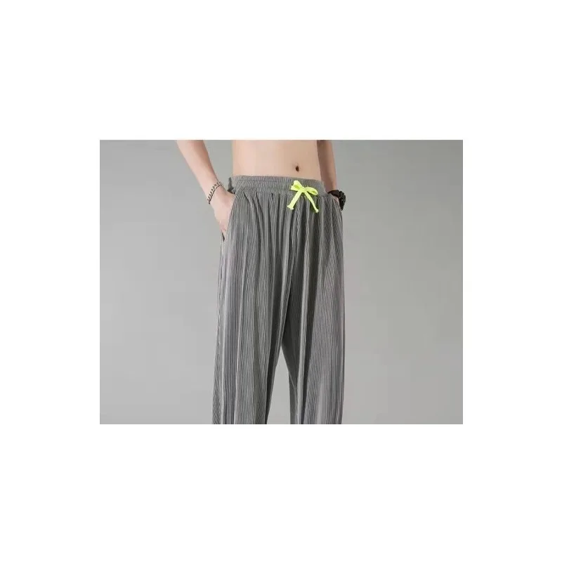 Nine Points Casual Pants Ice Shreds Trousers Male Sagging Sensation Thin Loose Fitting Trend Bound Feet Motion Trousers