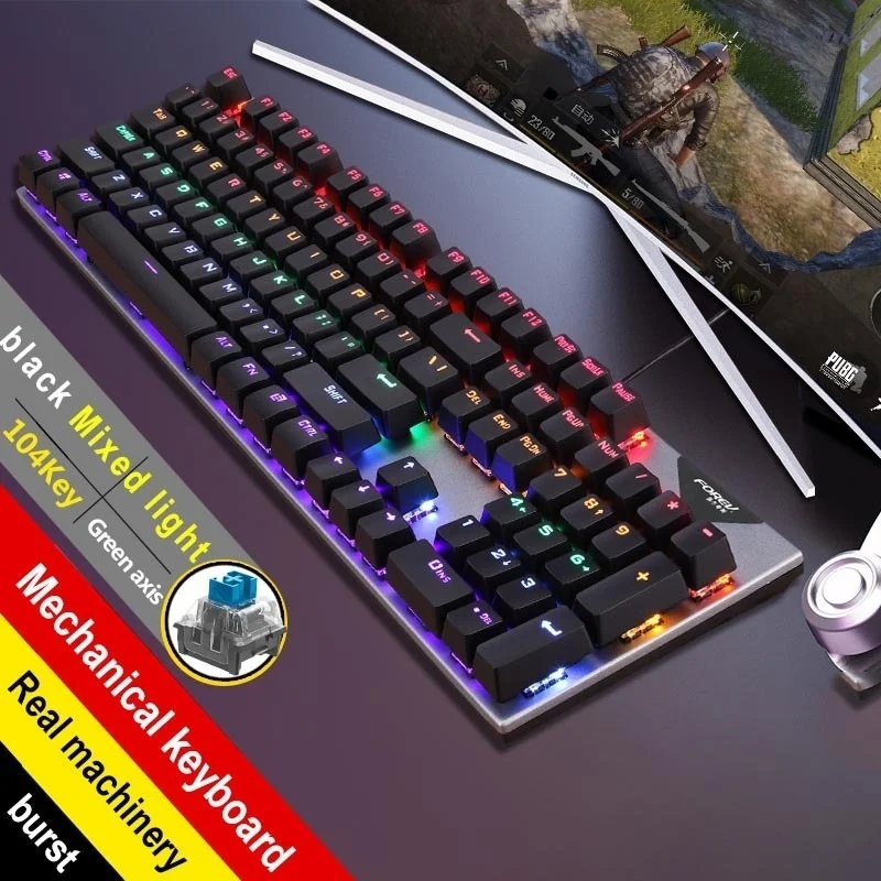 Fvq302 Wired Mechanical Gaming Keyboard Hot-Swappable Blue Switch Rgb Backlit Ergonomic E-Sports Keyboard For Desktop Pc Gamers