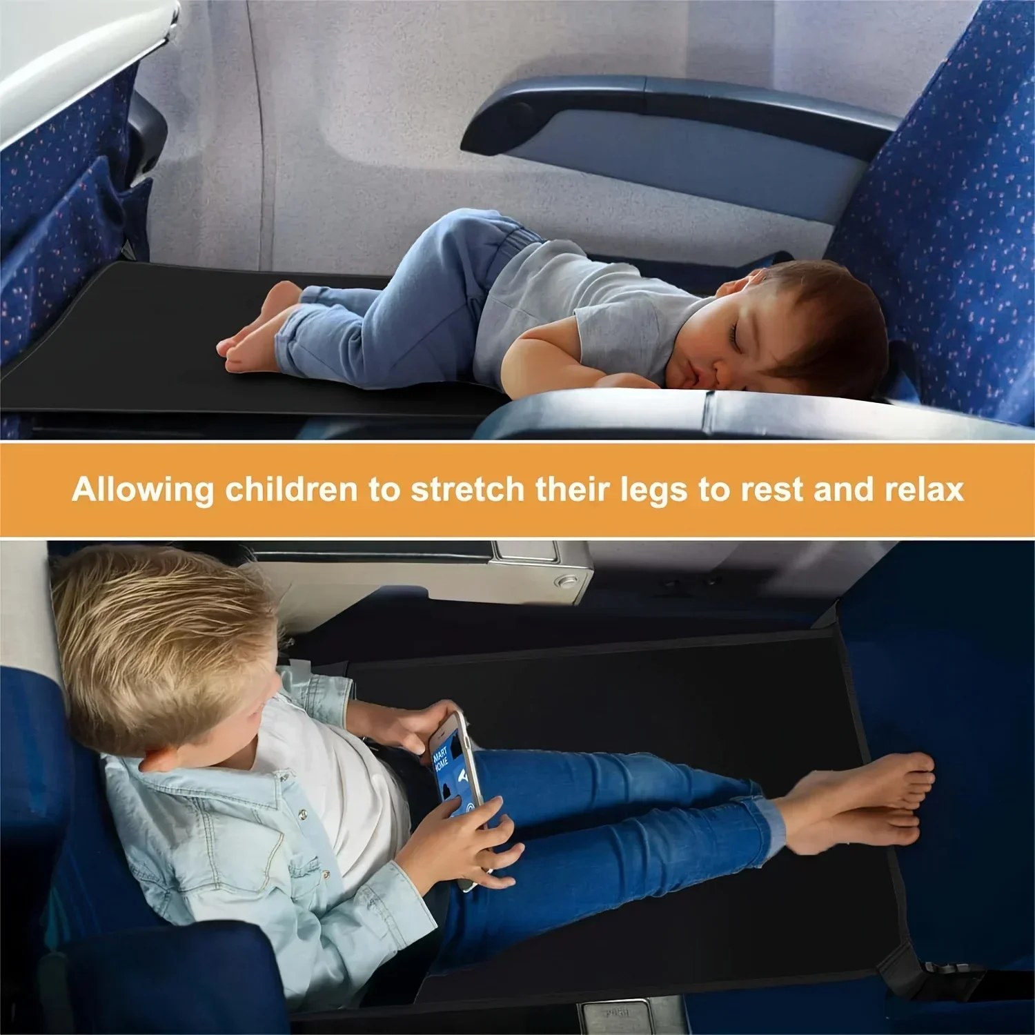 Kids Travel Airplane Bed Portable Footrest Bed Airplane Seat Extender Toddler Foot Hammock Breathable Car Sleep Crib