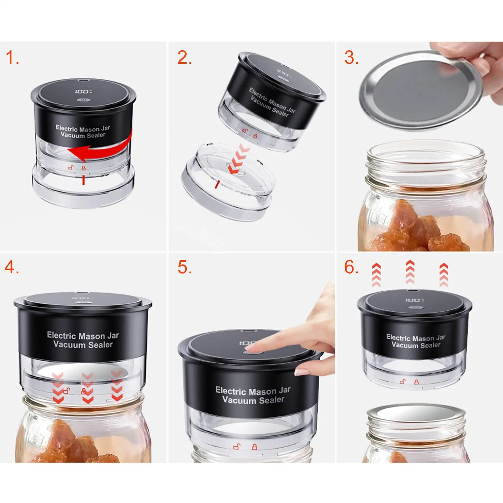 

Jar Sealer Portable Electric Sealing Device Canning Jar Vacuum Sealer For Dry Food Cereals Home Dormitory Hotel Restaurant