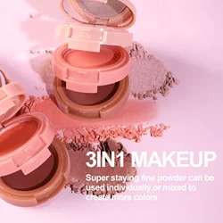 Korean 3 In 1 Matte Highlighter Blush Palette Pearly Blush Shiny Eyeshadow Multifunctional Face Makeup Palette Cosmetics