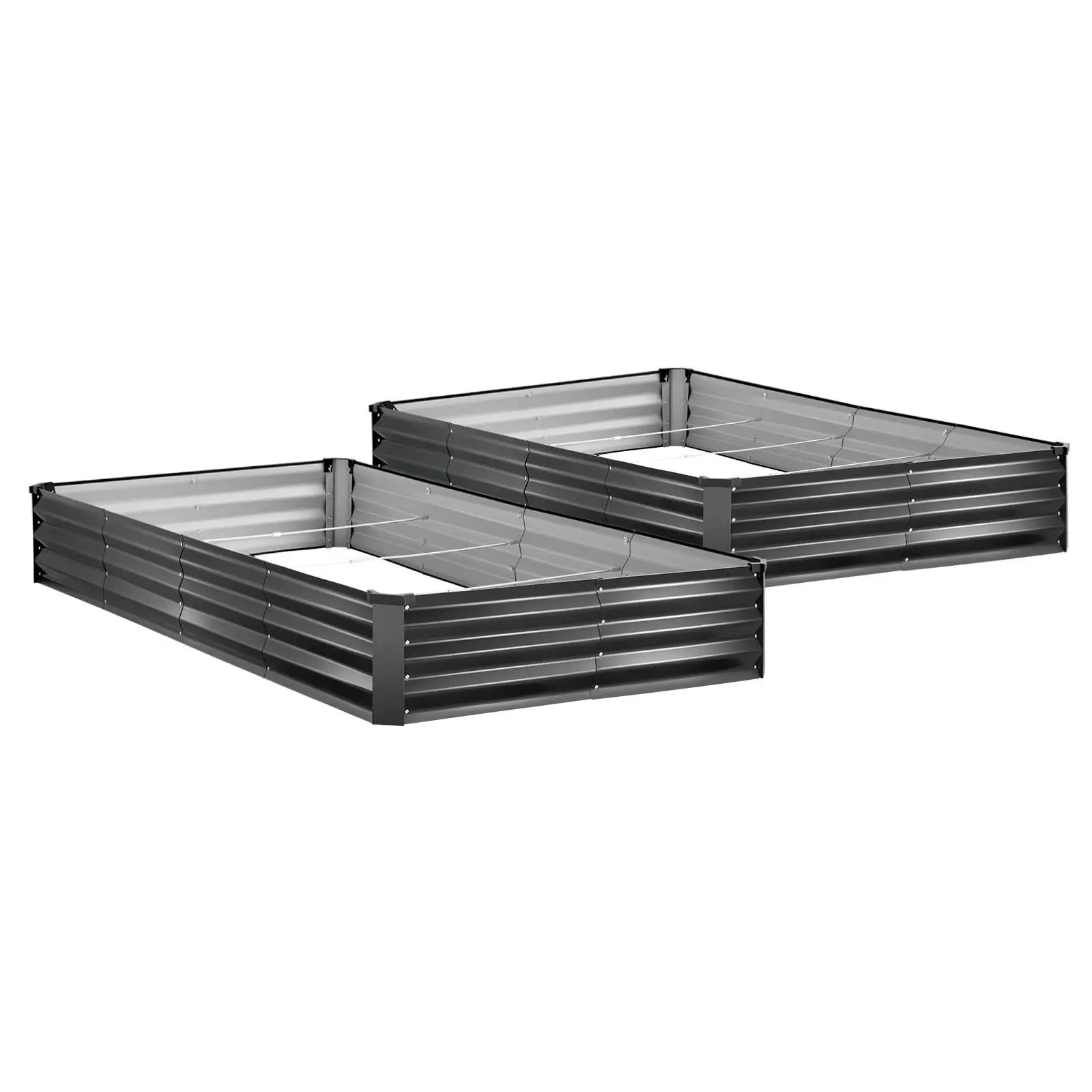2 Pack 8 X 4 X 1 ft Galvanized Raised Garden Beds Rectangular Metal Planter Boxes Kit Bottomless Outdoor Flower Pots Planters