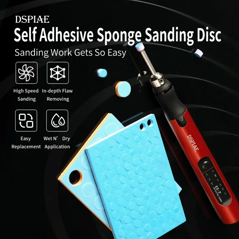 

DSPIAE SS-C01-C02 Sponge Sandpaper Disc Model Grinding Tool Double Use Adhesive Sanding Tool Set for Model Hobby DIY