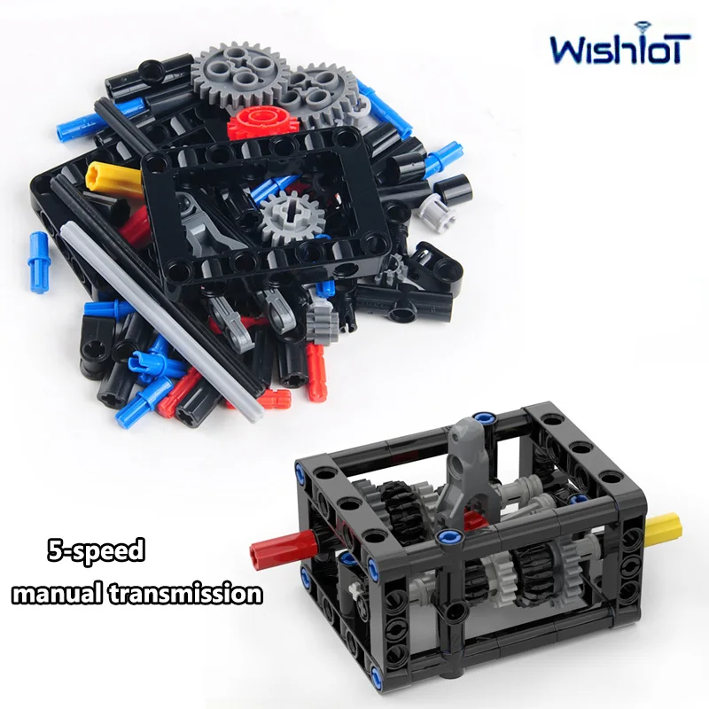 

MOC Manual 5-speed Differential Technology Building Blocks Gearbox Variable Speed Wave Box Gears Assembly Small Bricks Toy Parts