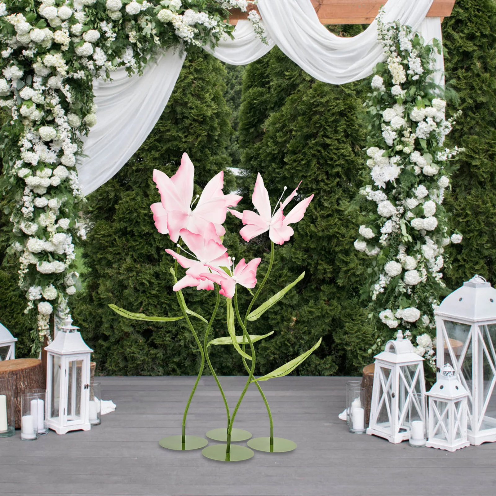 

4-piece Set of Giant Simulated Butterfly Flowers, Pink Butterfly Flowers for Wedding Party Decorations