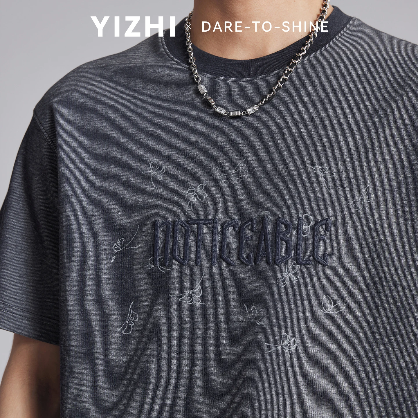 Men's 275g Heavyweight Letter Print T-shirt Summer Round Neck Loose Casual Streetwear Short Sleeve Tops