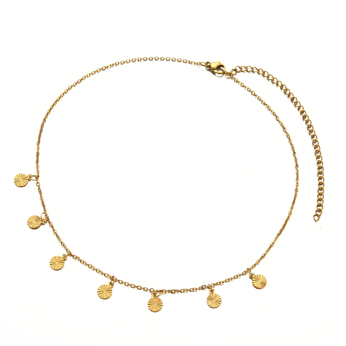 MinaMaMa w nowym stylu złoty kolor frędzle ze stali nierdzewnej brokatowy krążek Choker naszyjniki dla kobiet moda biżuteria z kołnierzem w stylu Vintage