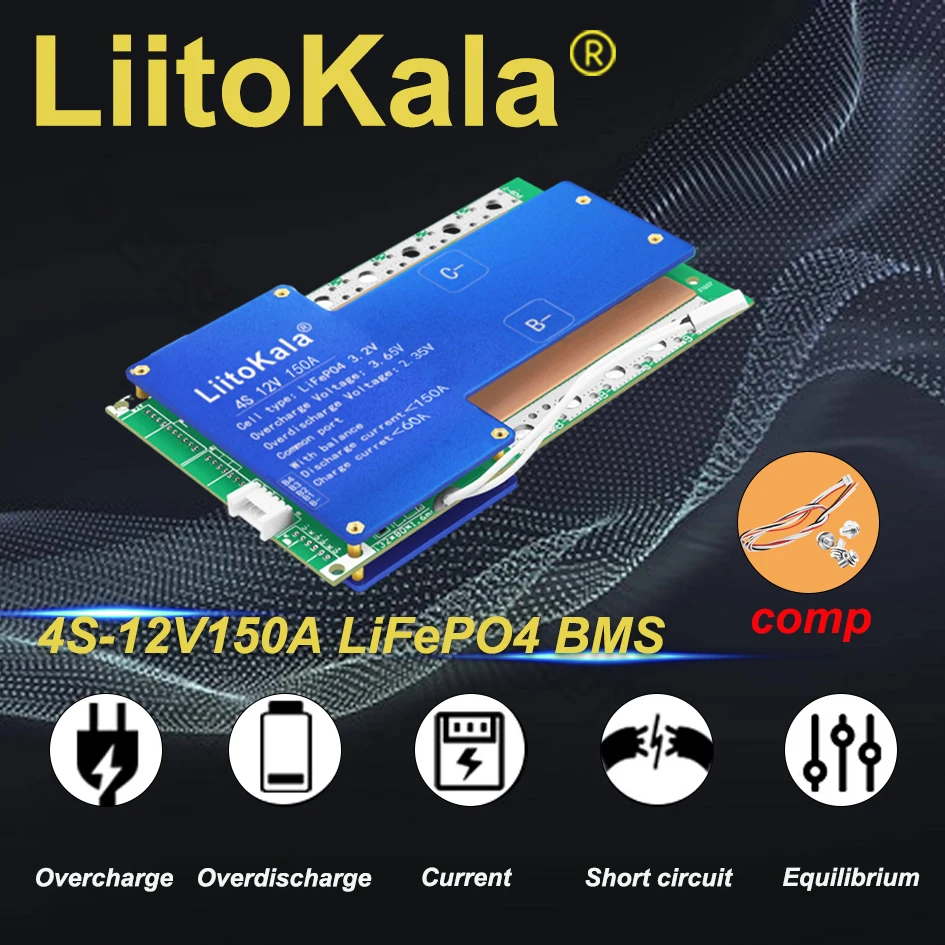 

LiitoKala 4S-12V150A-BMS Lithium Iron Phosphate Battery Protection Plate