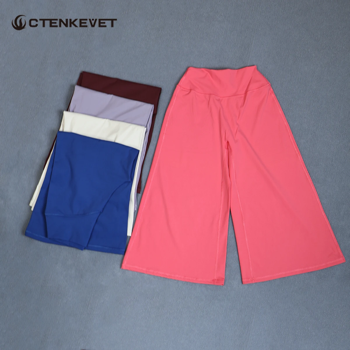 Ctenkevet Women High Waist Wide Leg Capri Bottoms Tummy Control Butt Lift Quick Dry Yoga Pants Gym Casual  Flare Leg Trousers