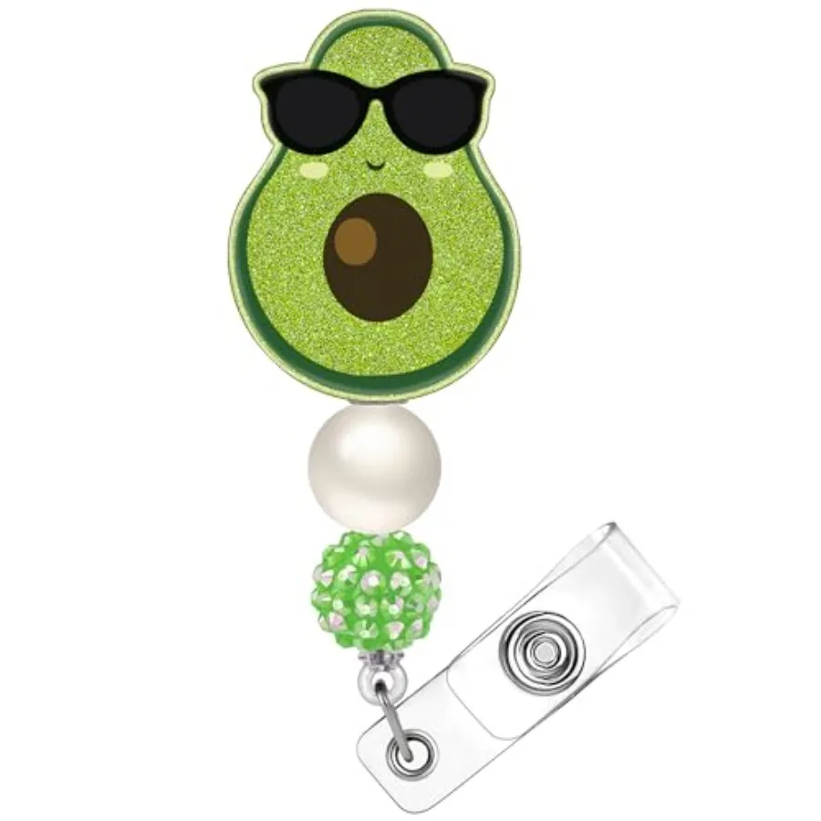 Badge Reel Retractable for Nurse Nursing ID Badge Holder Accessories with Alligator Clip Acrylic Beaded Badge Reel for Office S