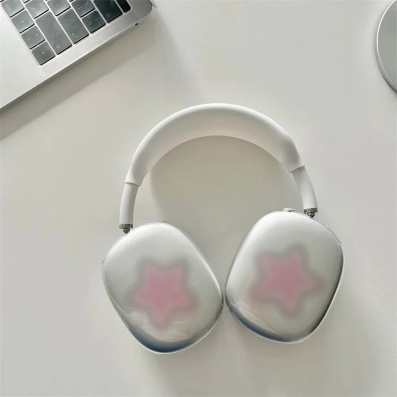 Cute Pink Smudge Star Protective Cover For Airpods Max Earphone Case Transparent Soft Silicon For Apple Airpods Max Headphone