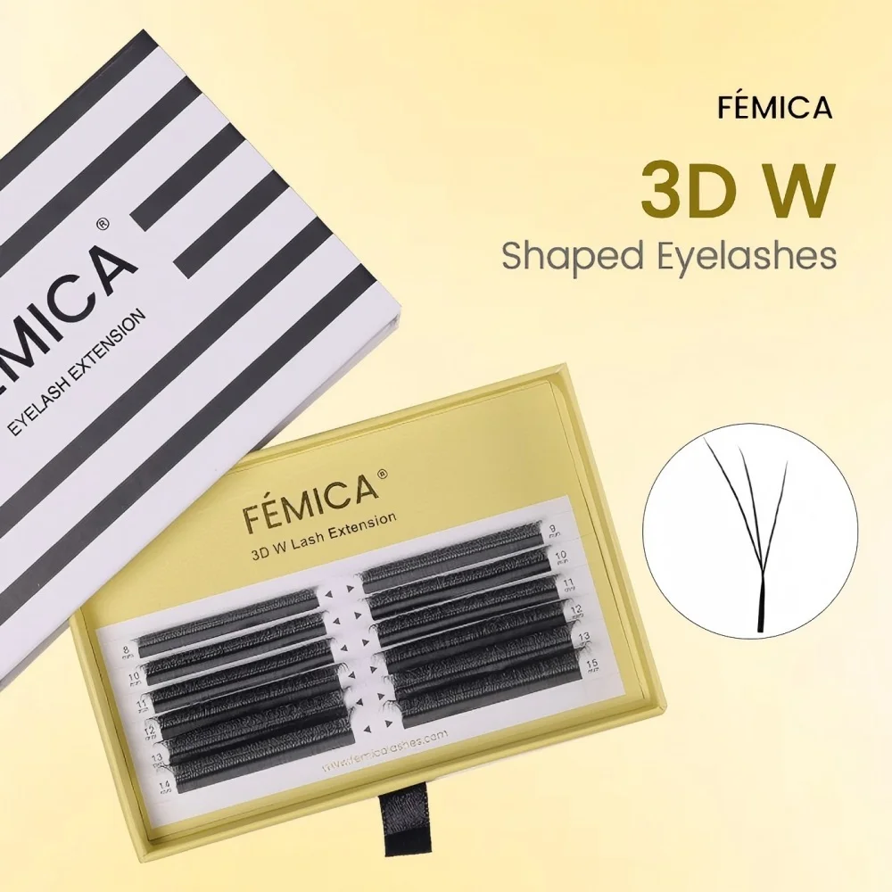 

FÉMICA W Shape Eyelash Extensions Premade Volume Fans 0.07mm W Shaped Curl 3D-8D False Lashes for Makeup