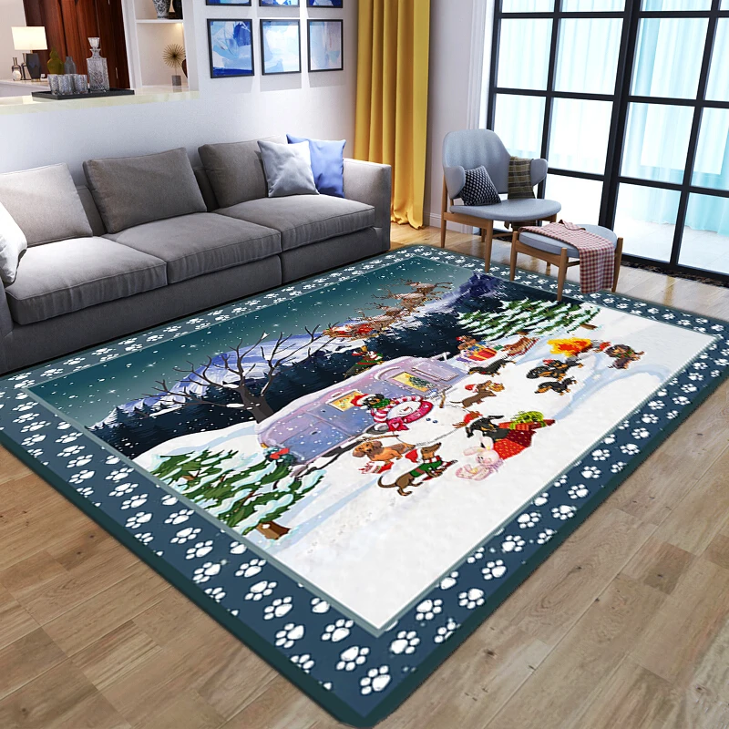 Merry Christmas Printed Carpet Non-Slip Entrance Door Mat Play Area  Kids Room Floor  New Year Home Decor  