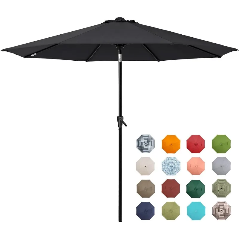 Patio Market Outdoor Table Umbrella with Push Button Tilt and Crank,Large Sun Umbrella with Sturdy Pole&Fade resistant canopy