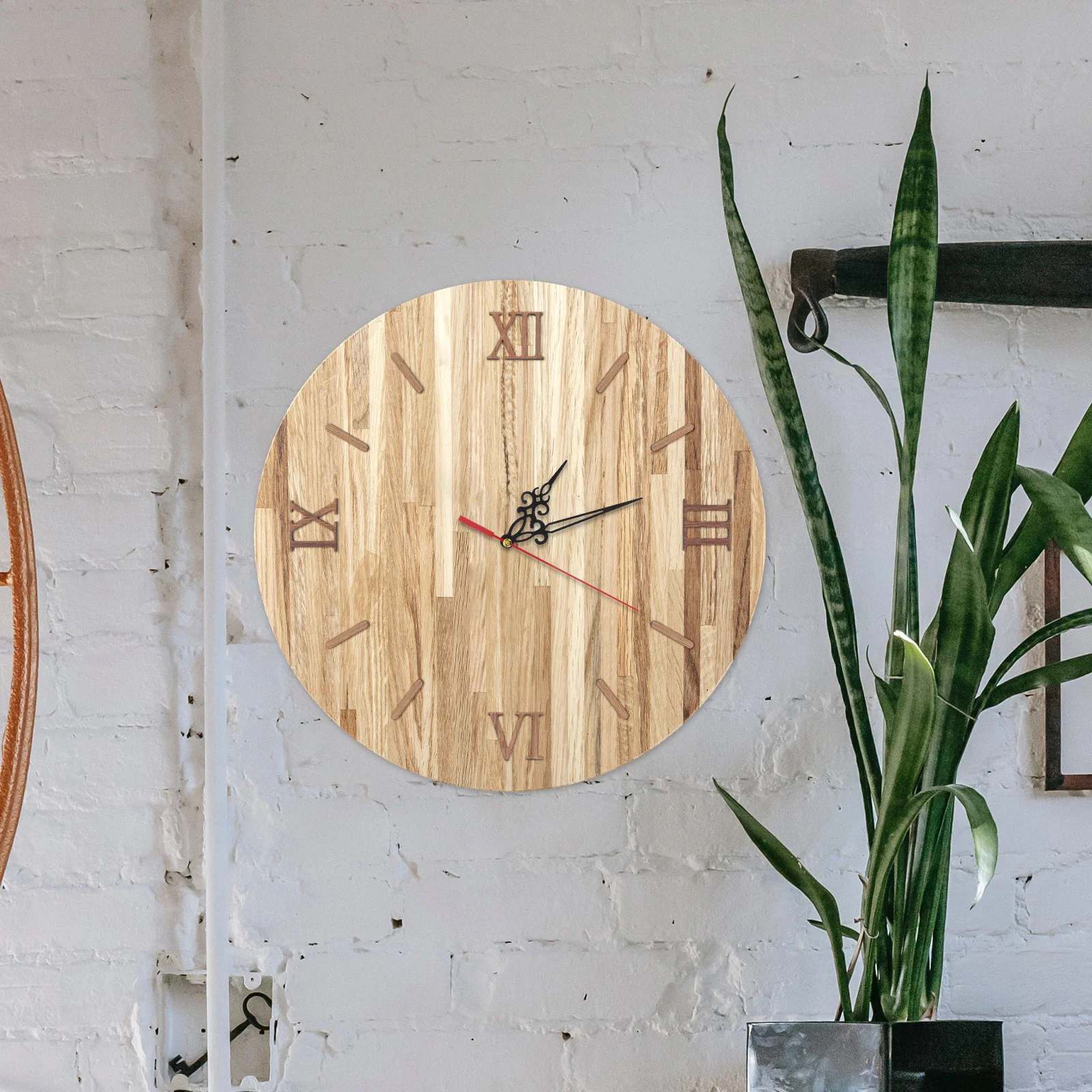 

1pcs Frameless Wall Clock Numbers Modern Wooden 3D Roman Numerals For Living Room Office Home Decor Diy Kit Wall Clock