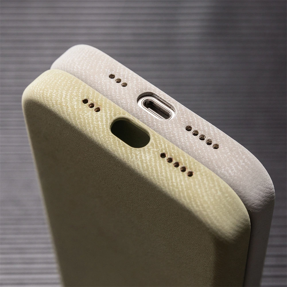 Luxury Fiber Leather For MagSafe Magnetic Wireless Charge Case For iPhone 17 16 Pro Max 15 14 13 12 Plus Soft Shockproof Cover