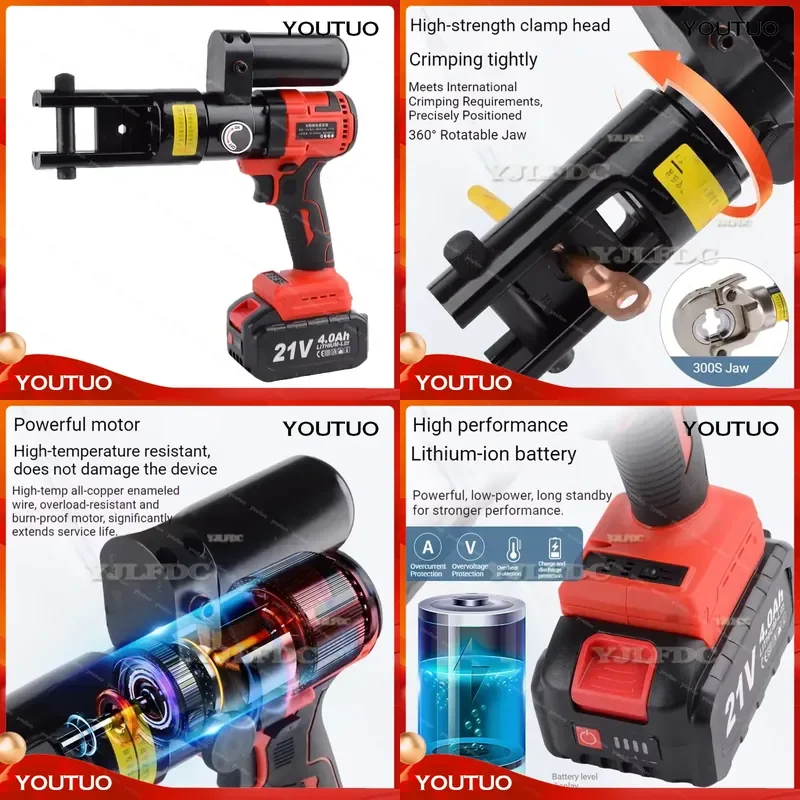 Portable Lithium Battery Hydraulic Pliers Rechargeable Wire Crimping Tool   Copper Aluminum Terminal 70KN