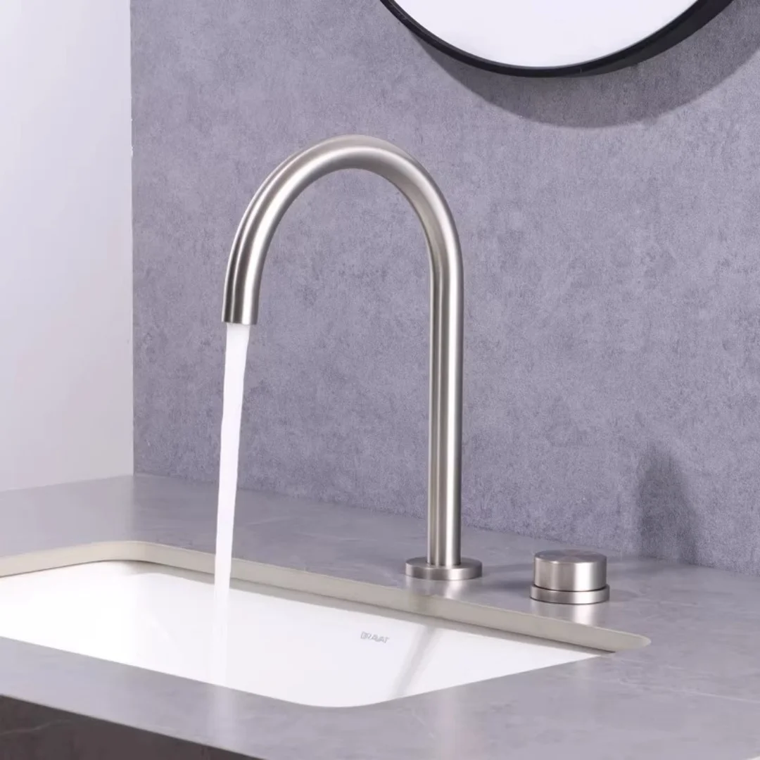 Nickel Basin faucet Black Bathroom Faucet two holes Grey Widespread bathroom faucet sink tap 360 rotating widespread basin Tap