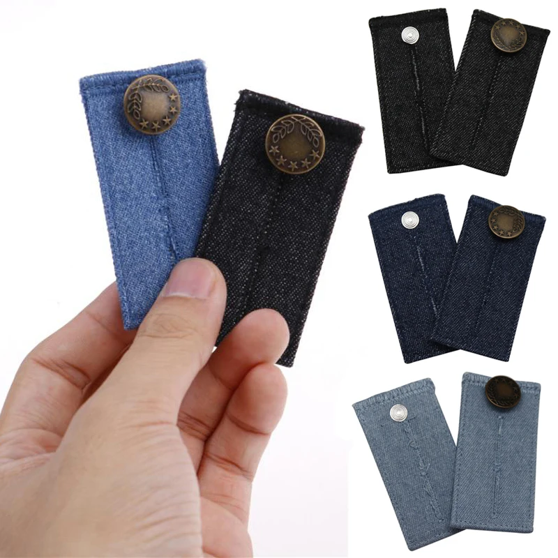 1PC Denim Extenders Elastic Extended Buttons Adjustable Clothes Fastener Trousers Pants Jeans Waist Belt Extension Snap Buckle