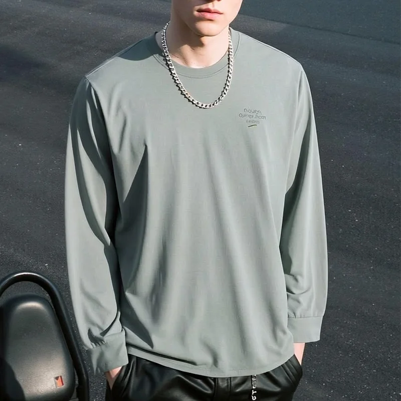 Veidoorn Men Soft Long Sleeve Base Layer Top Sweat‑Absorbing Breathable Undershirt for Workout Training and Casual Daily Outfits