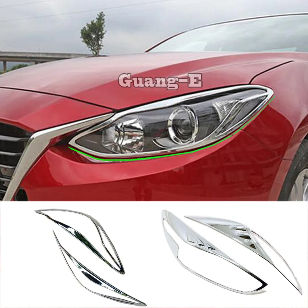 

Стайлинг автомобиля, крышка ABS, хромированная накладка на передний фонарь, рамка, 2 шт., аксессуары, подходит для Mazda 3 Axela M3 2014 2015 2016 2017 2018 2019