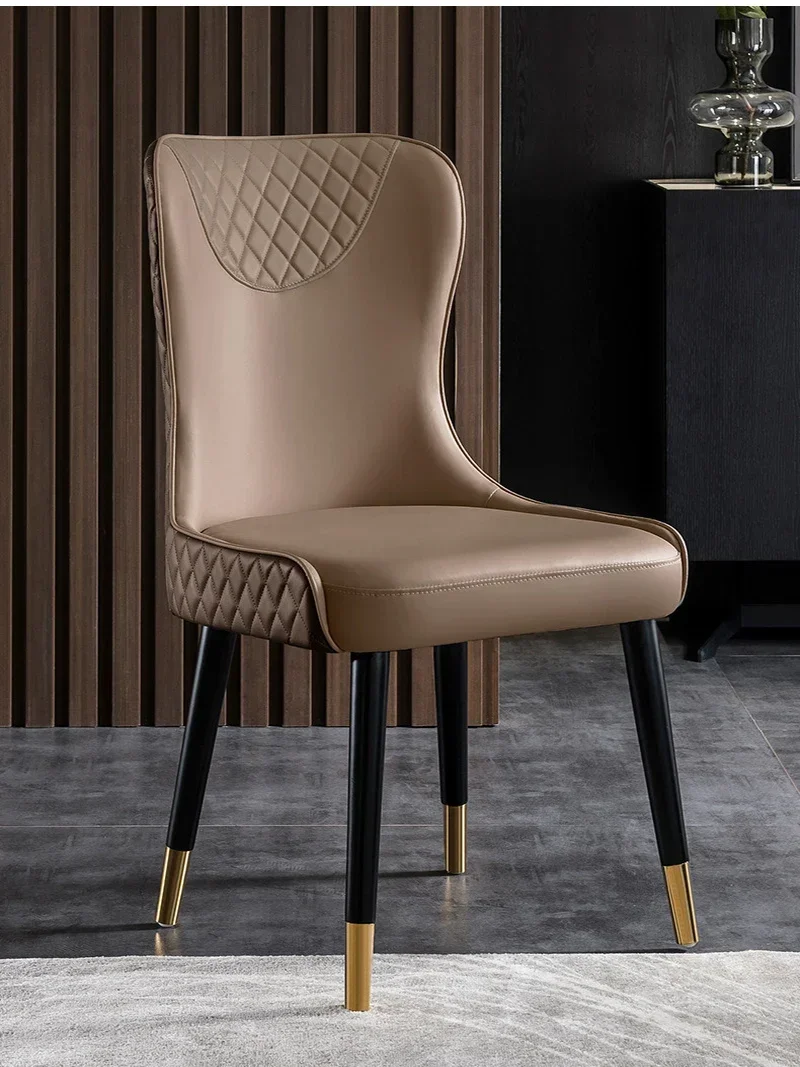 Dining chair light luxury home backrest solid wood high leather design sense Nordic modern Italian ins restaurant table and chai