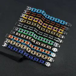 Mens Bracelets Multicolor,Biker Bicycle Motorcycle Chain Link Bracelets For Men,Punk Stainless Steel Couple Jewelry
