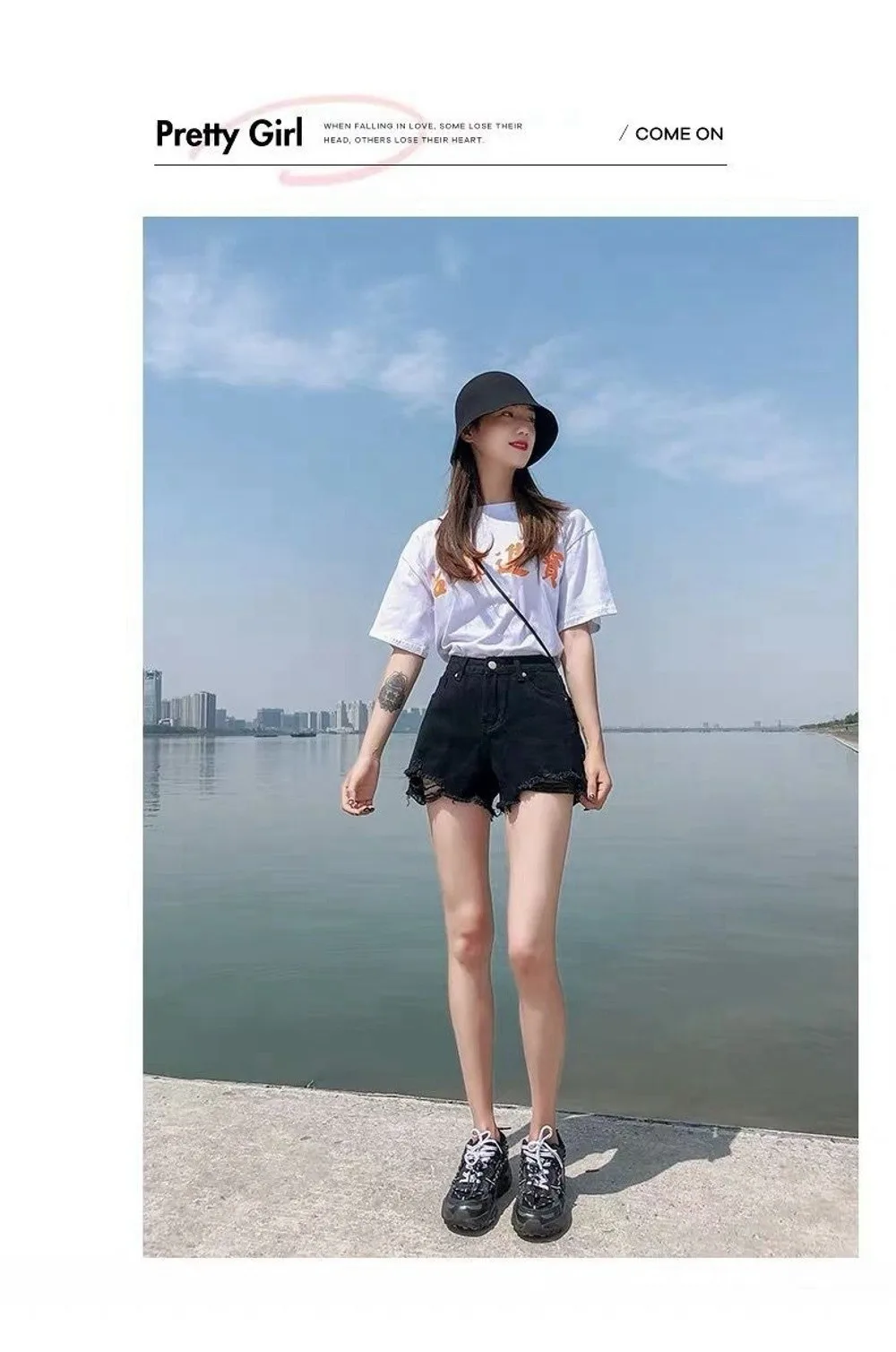 Trendige Dehnbare Jeans-Shorts für Damen, Hochgeschnittene Zerrissene Denim-Shorts mit Ausgefranstem Saum, Vielseitige Kurze Hosen für den Sommer – Detail 6