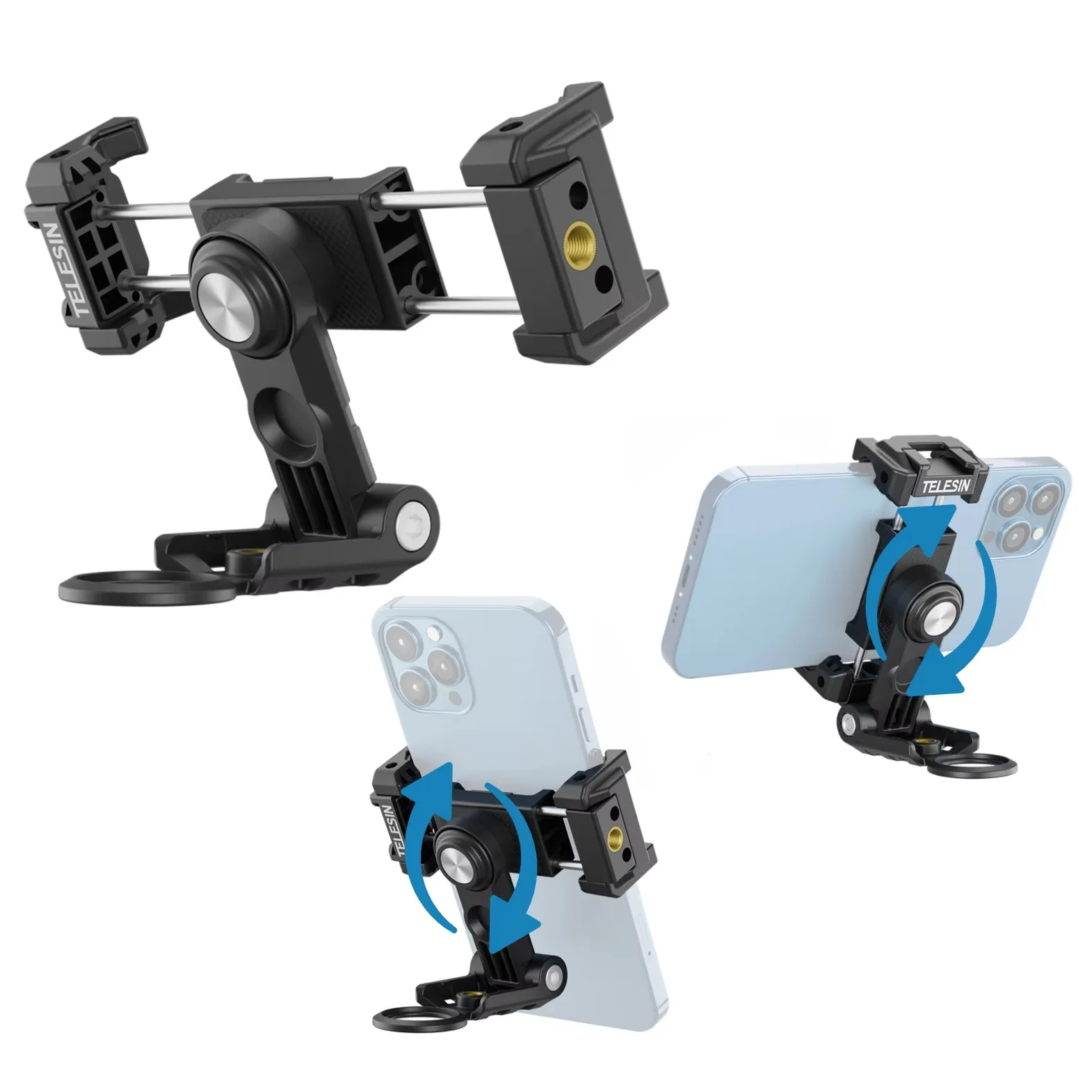 

TELESIN Держатель для штатива для мобильного телефона с холодным башмаком, подставка для зажима для мобильного телефона, настольный кронштейн для iPhone Samsung Xiaomi