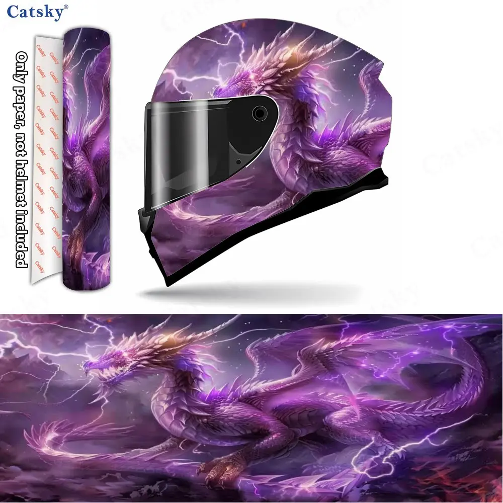 Purple Lightning Dragon PVC material self adhesive waterproof motorcycle helmet sticker, paste firmly and do not fall, waterproo
