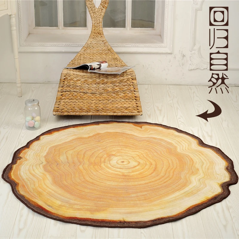 

Modern Antique Wood Tree Annual Ring Round Carpet For Living Room Bedroom Study Room Handmade Tapis Non-slip Chair Mat Rug