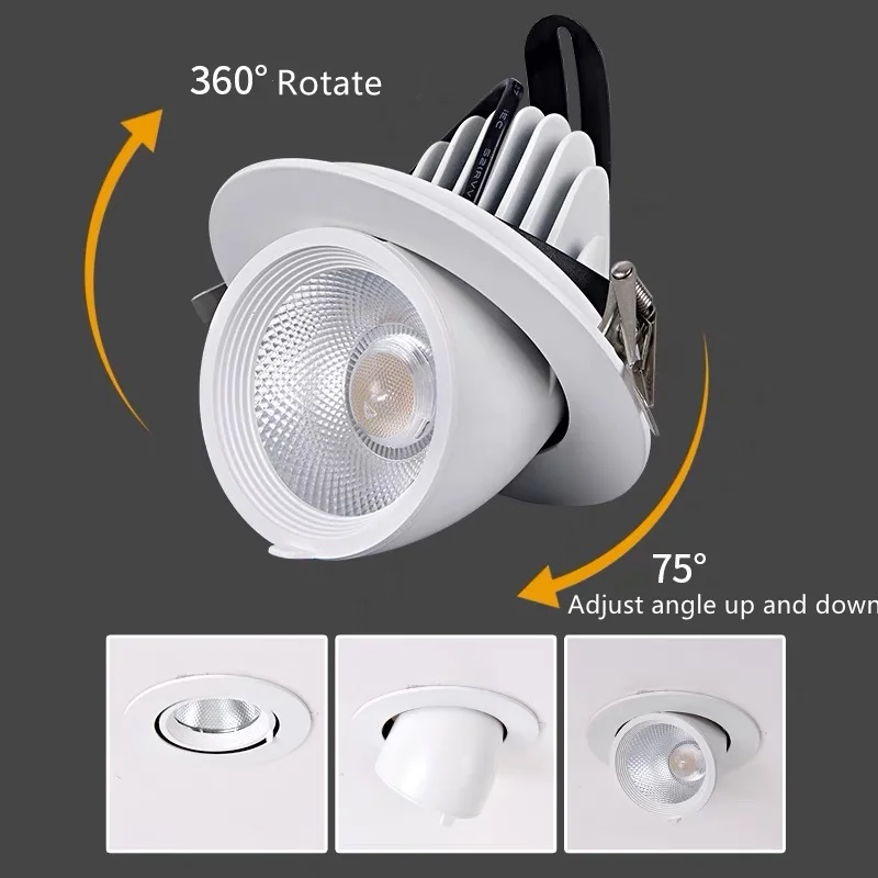 

Dimmable 12W Embedded Elephant Trunk Lamp 360° Adjustable Angle 3000K 6000K Cob Downlight Led Ceiling Spot Light AC110V AC220V