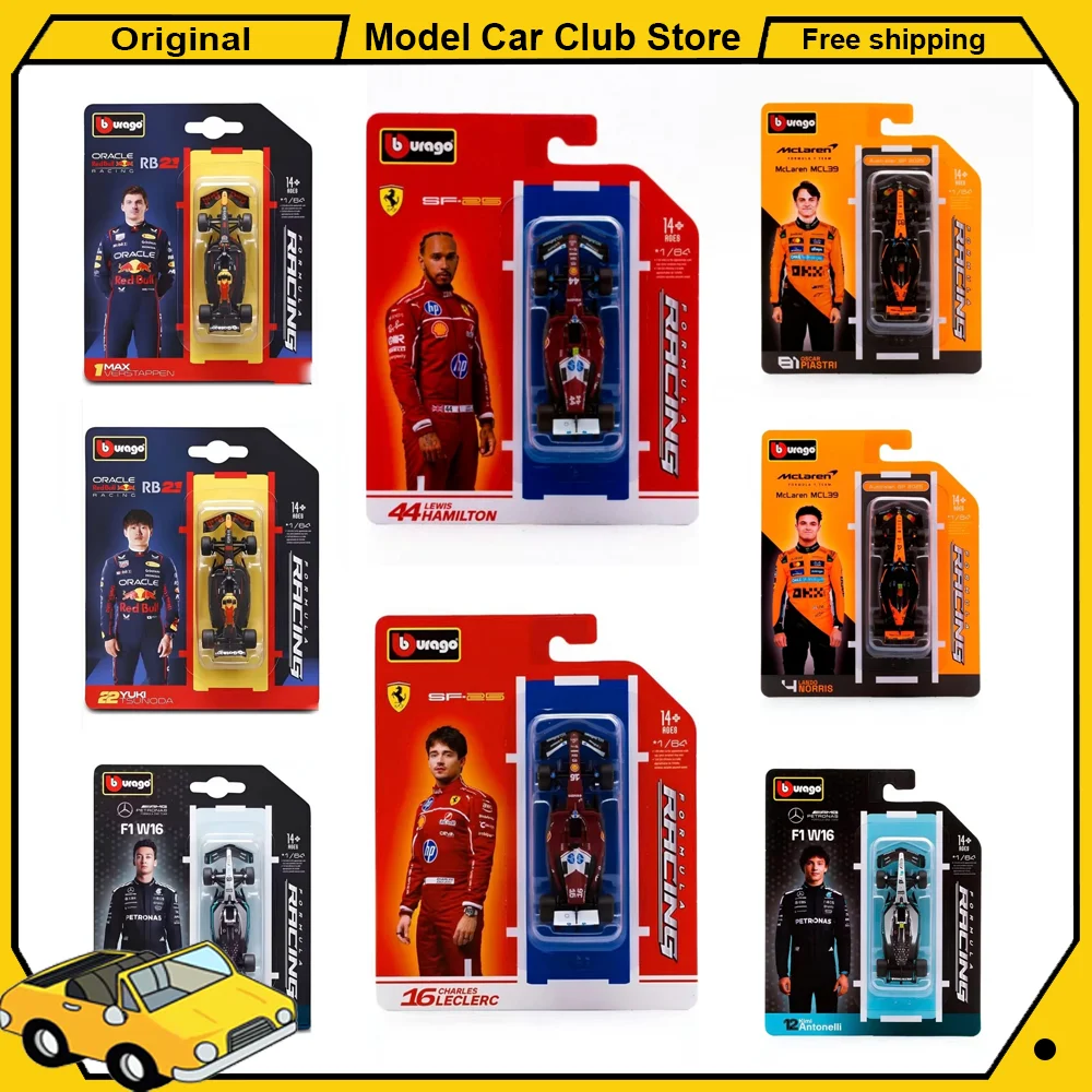 

Bburago 1:64 Scale 2025 F1 Alloy Car Model SF25 RB21 W16 MCL39 Red Bull Mercedes Ferrari McLaren Formula Racing Diecast Toy Gift