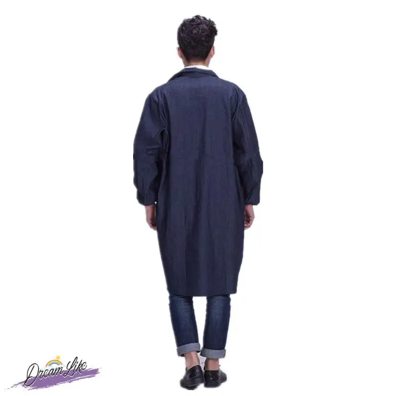 Denim Lab Coat Long Thickened Dustproof Male Female Workers Uniforms Resistant to Dirt And Wear for Transportation Workwear - view 3