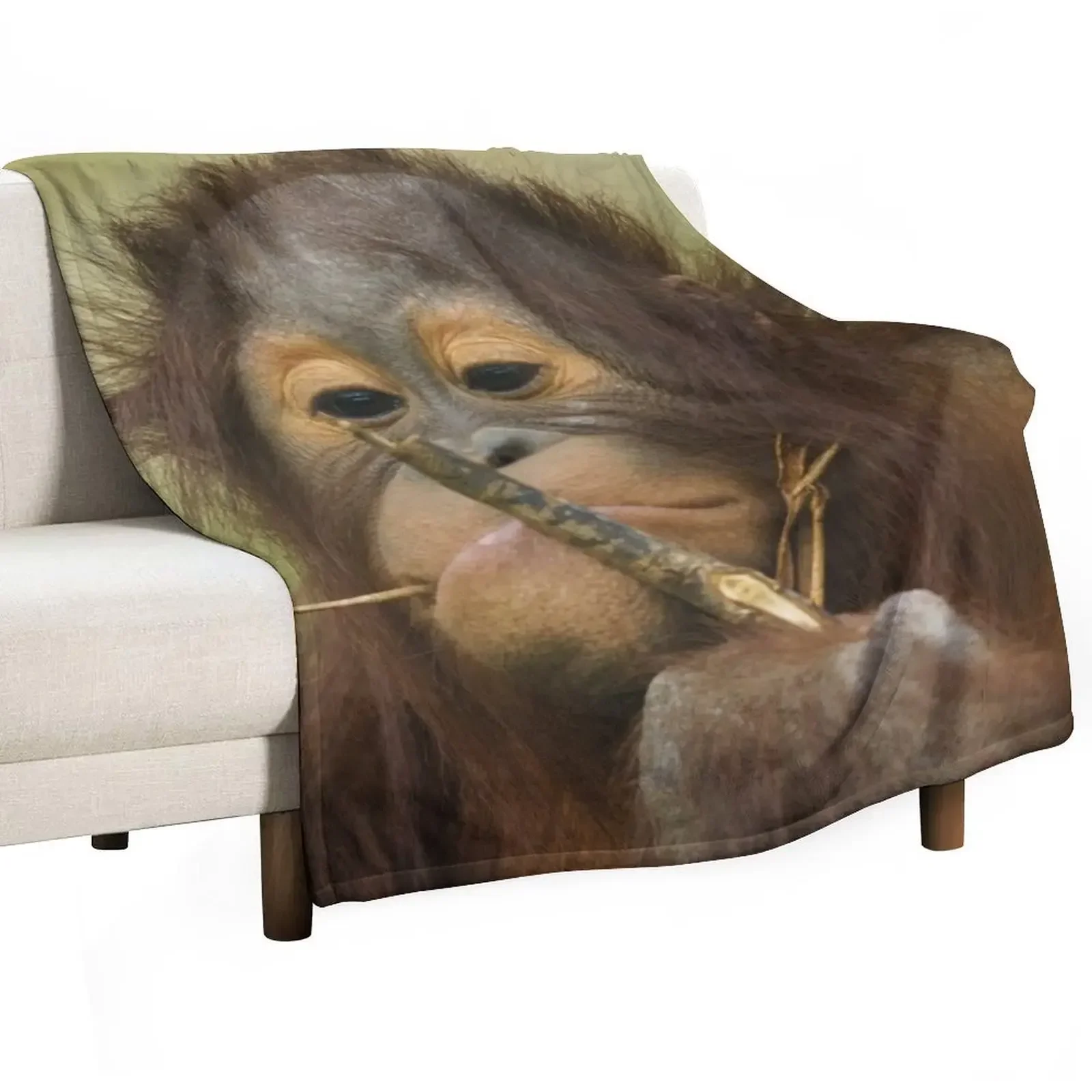 

Funny Orangutan Baby Girl Throw Blanket heavy to sleep Hair Flannels decorative Blankets