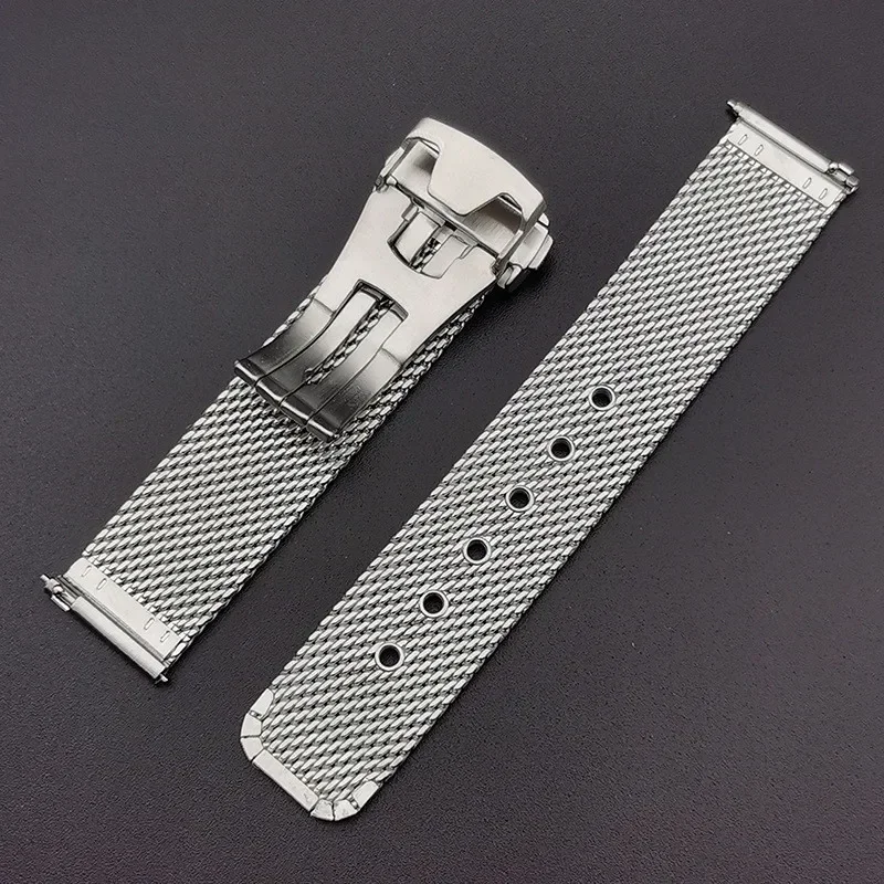 Stainless Steel Strap 20mm 22mm for Omega 007 Seamaster Diver 300 Replacement Men Mesh Metal Folding Buckle Watch Band Bracelet view 3