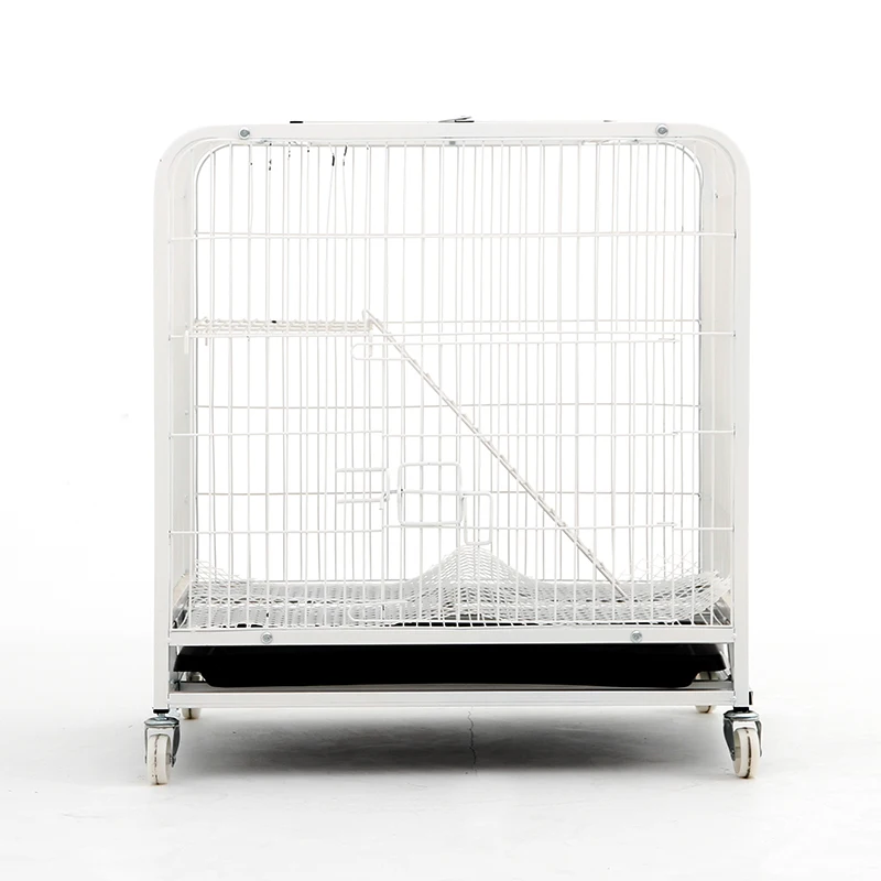 

Stainless Steel Modern Cat Cage Kennel Crate Heavy Duty Breathable Solid Pattern Luxury Powder-Coated Box Plastic Tray Small