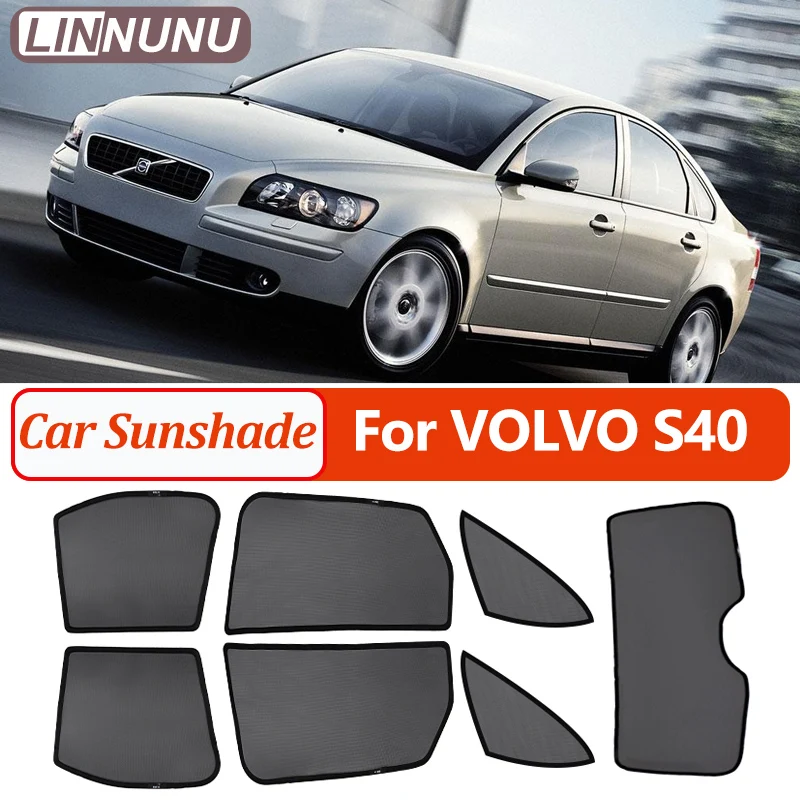 

LINNUNU Magnetic Car Sunshade For Volvo S40 2004-2012 Side Window Mesh Curtain UV Protection Privacy Shield Interior Accessories
