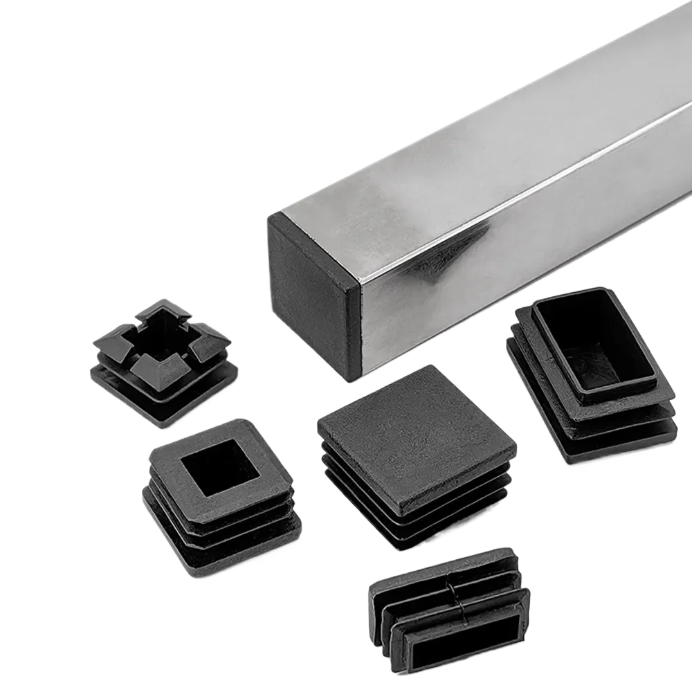 1-30 pces plugue de tubo quadrado plástico preto tampa final tubo inserção plug bung 20x20 25x25 30x30 40x40mm