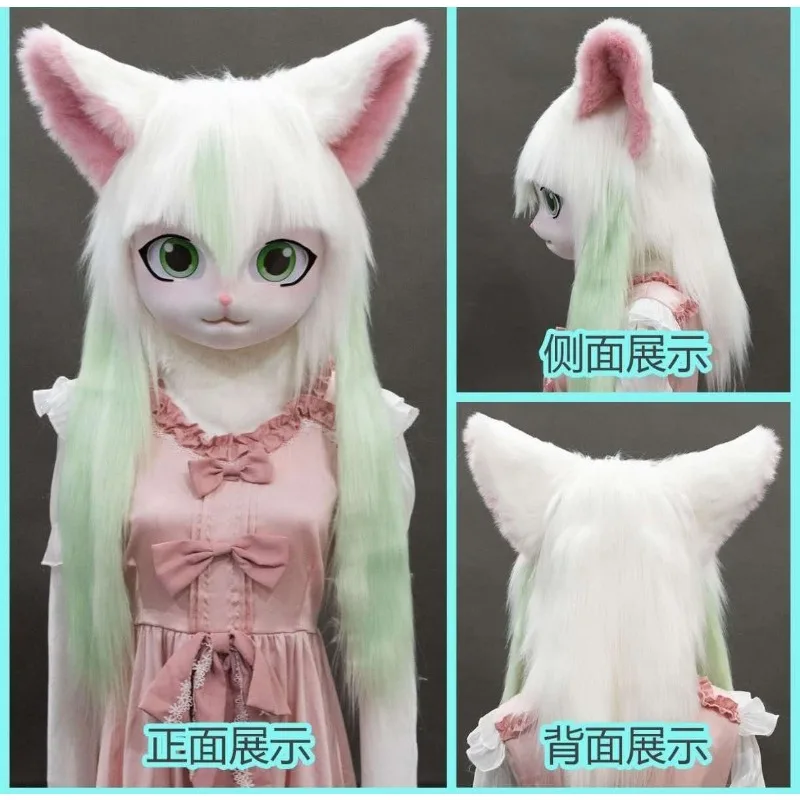 Cute Fursuit Kigurumi Headset Furry Animal Cosplay Costume Paws Kig Comiket Furries Rubbit Doll Cat Comiket Furries Doll Costume