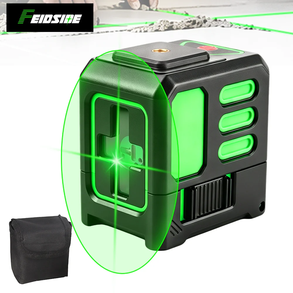 FEIDSIDE 2 Lines Green Laser Level Self Leveling Cross Line Laser Mini Laser Leveler with Carry Bag High Visibility Portable