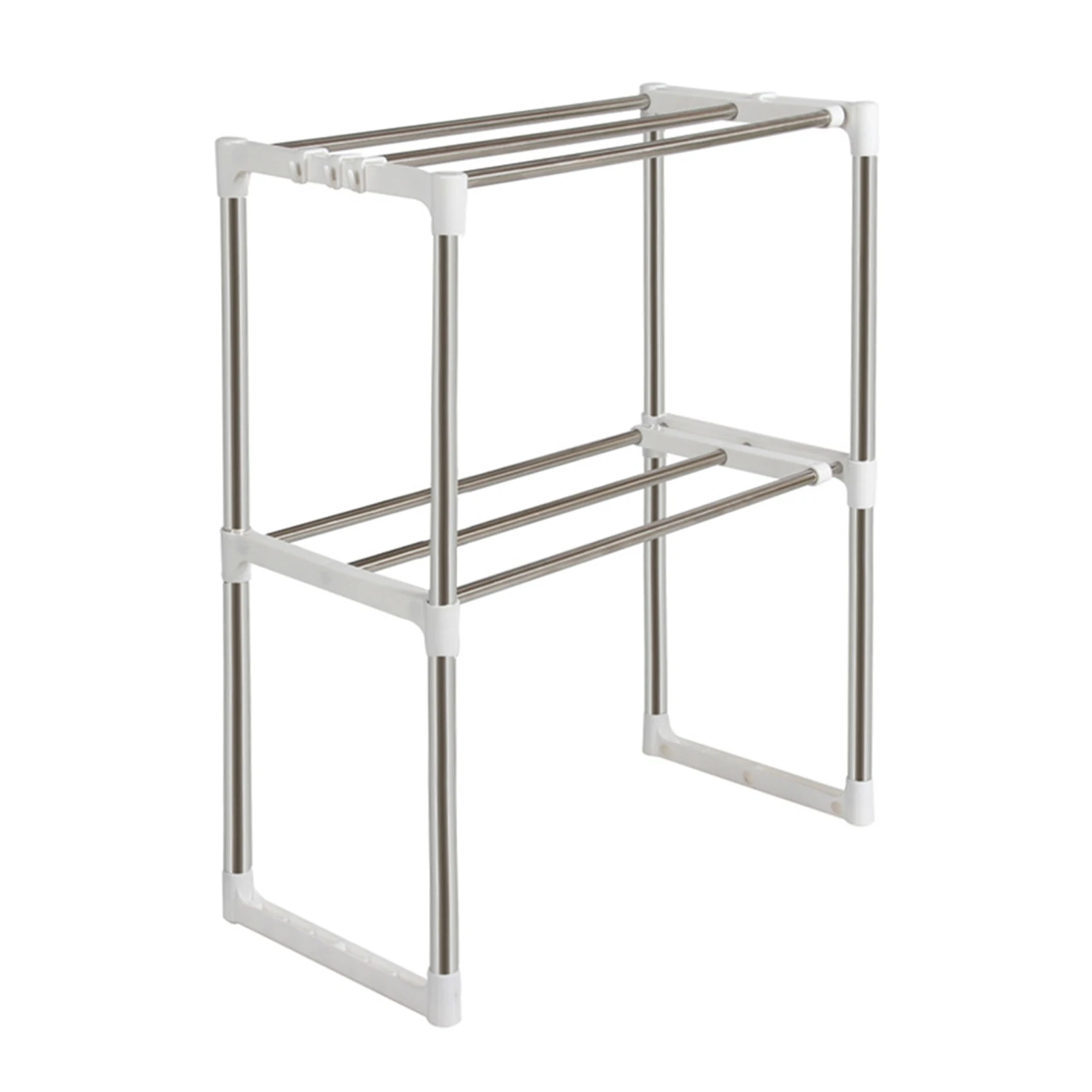 

Home Durable 2 Tier With Hooks Utensils Microwave Oven Rack Stainless Steel For Shoes Extendable Shelf Kitchen Organizer Stand