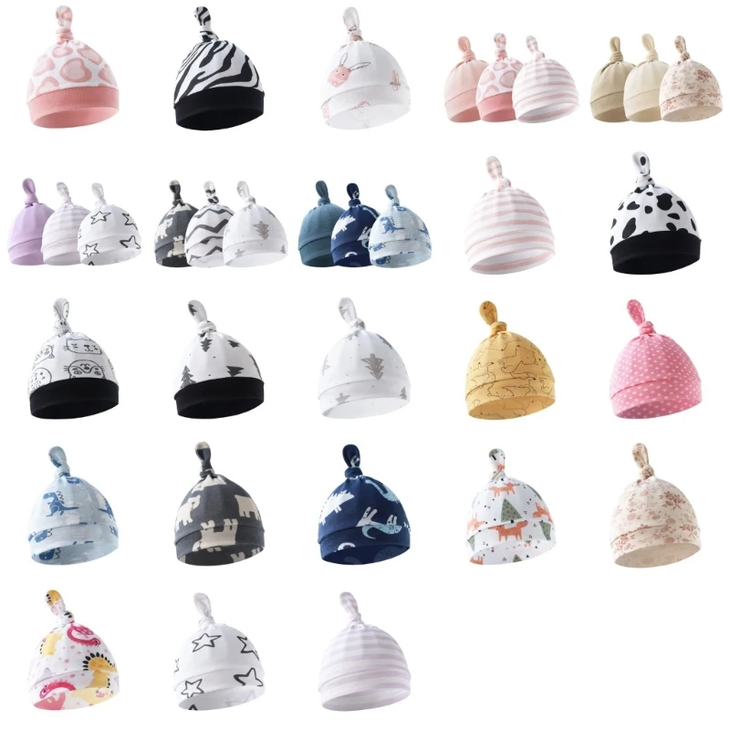 1pc/3pcs Baby Hat Knotted Warm Hat Windproof Infant Bonnet Caps Newborns Bonnet Shower Present for 0-3 Month Boys Girls