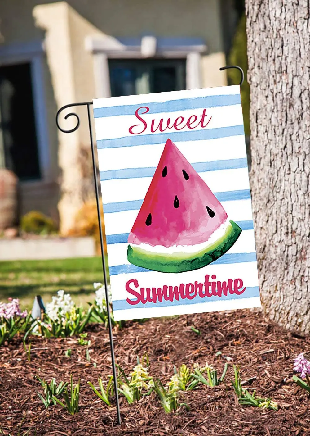 Sweet Summertime Watermelon Yard Outdoor Decorative Summer Garden Flag Double Side Banner for Outside House Yard Home Decorative